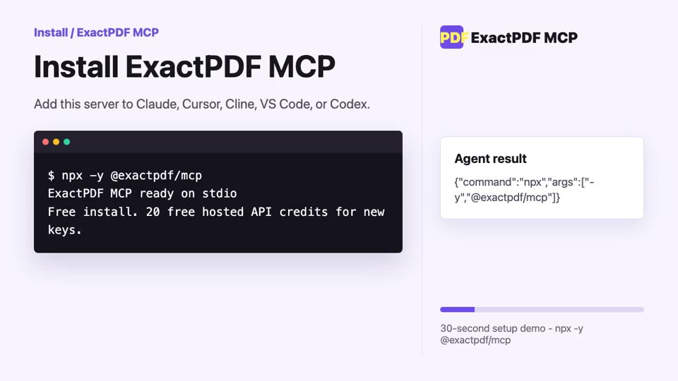 ExactPDF MCP setup demo