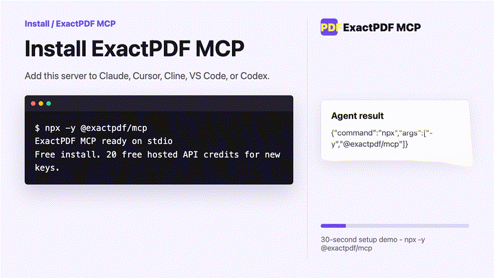 ExactPDF MCP setup demo
